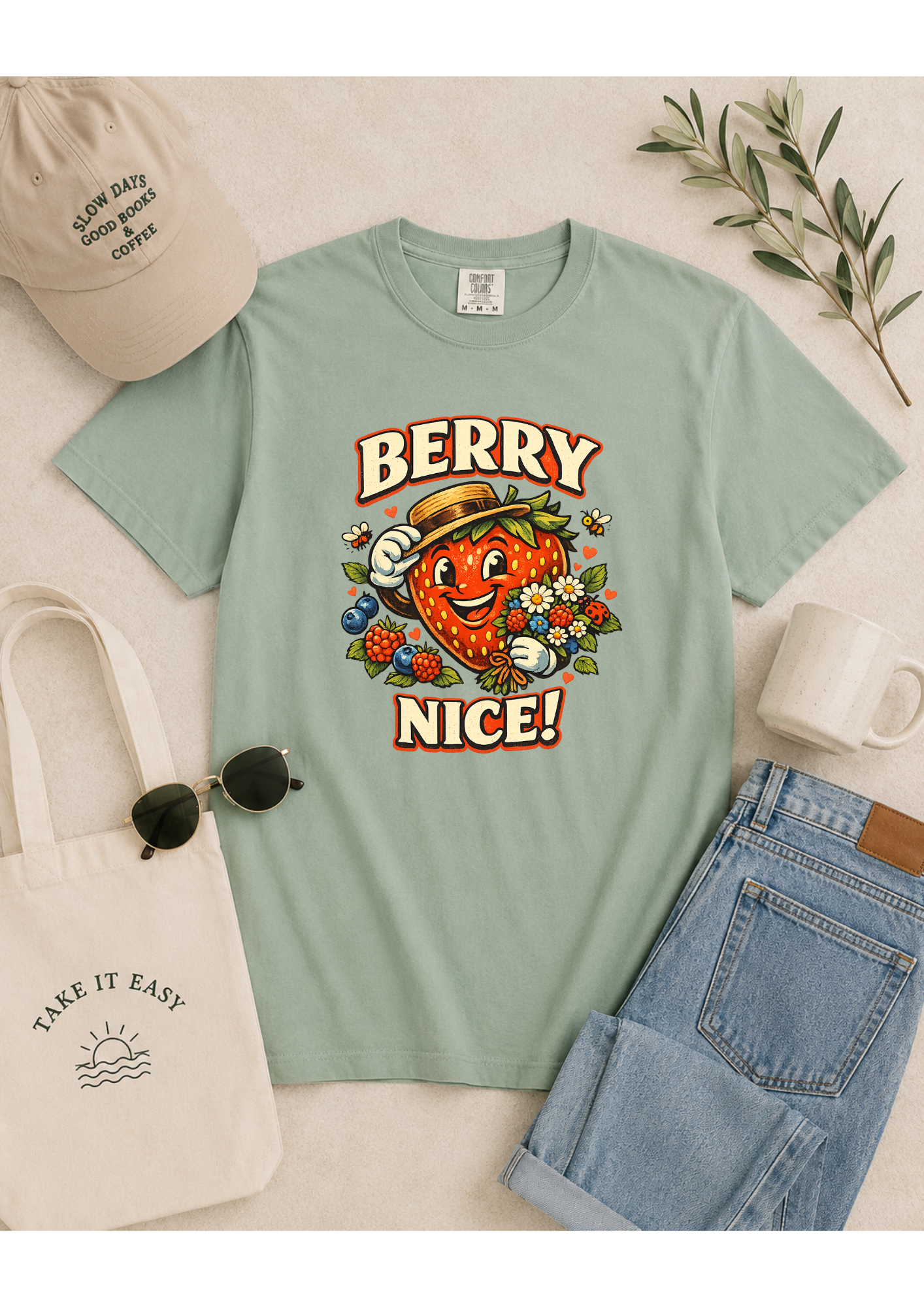 Berry Nice Strawberry Graphic Tee | Comfort Colors® Garment-Dyed T-Shirt