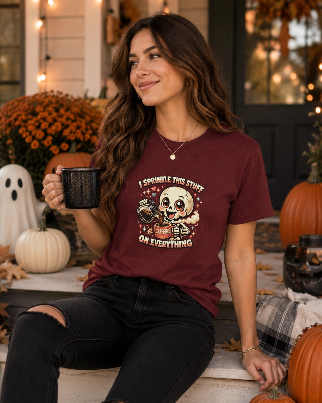 I Sprinkle This Stuff on Everything Skeleton Coffee T-Shirt