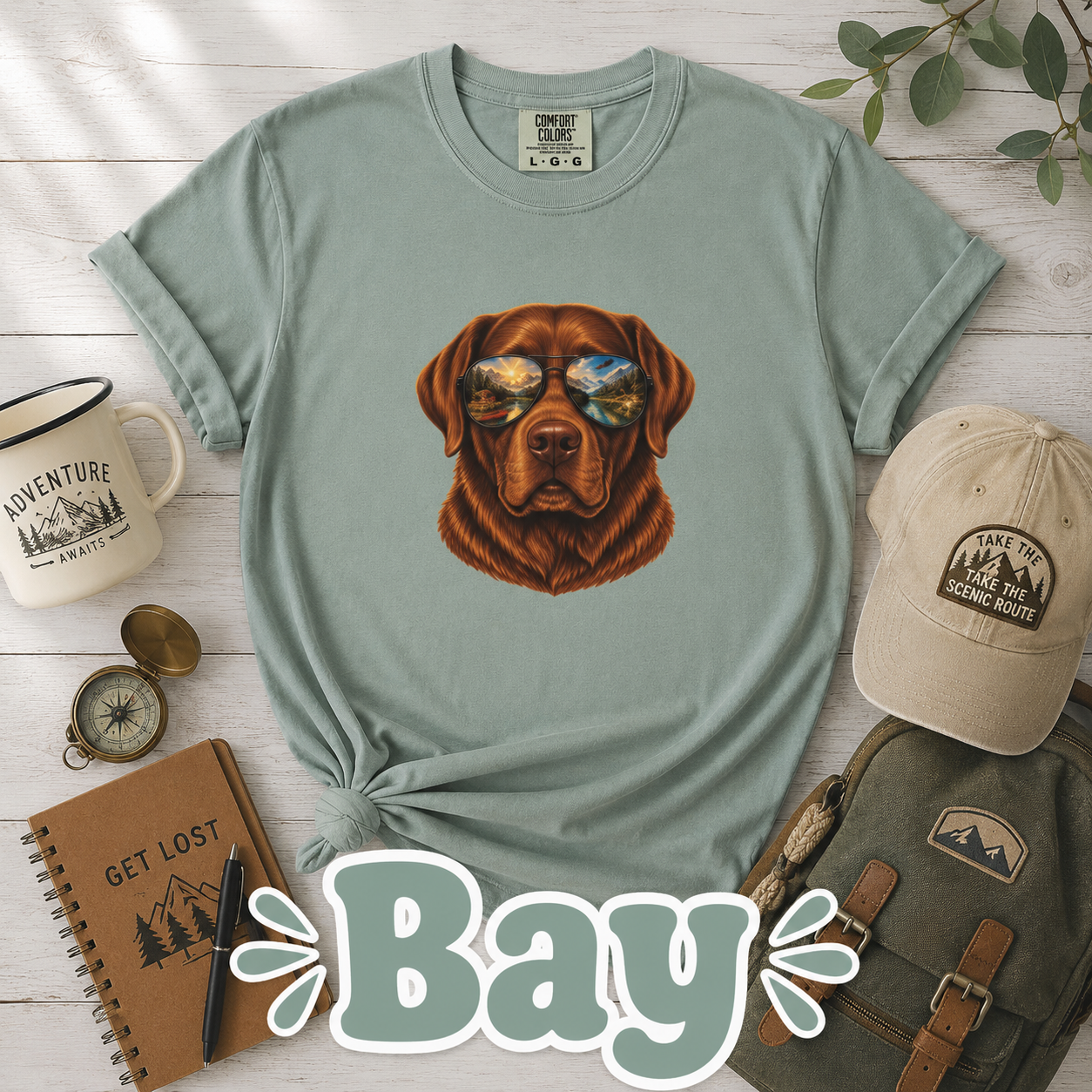 Chocolate Labrador Retriever Shirt, Dog with Sunglasses Tee, Lab Lover Gift, Adventure Dog Shirt, Hiking Tee, Comfort Colors