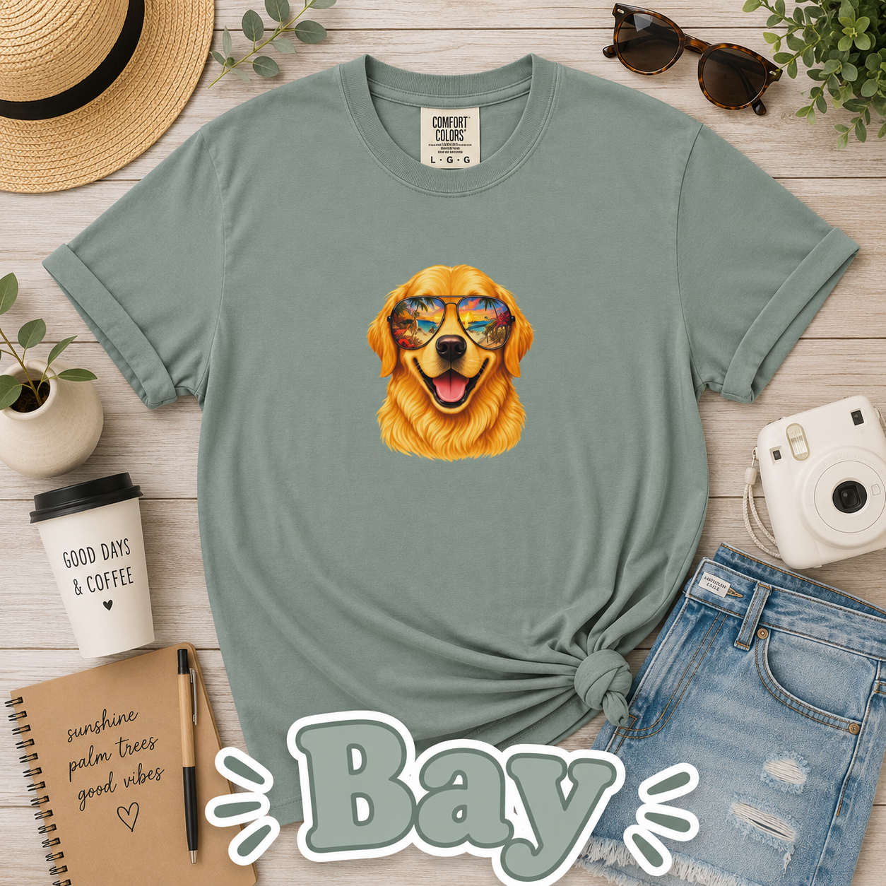 Golden Retriever Beach Shirt, Funny Dog Lover T-Shirt, Golden Retriever Sunglasses Tee, Summer Vacation Gift, Cute Pet Graphic Tee