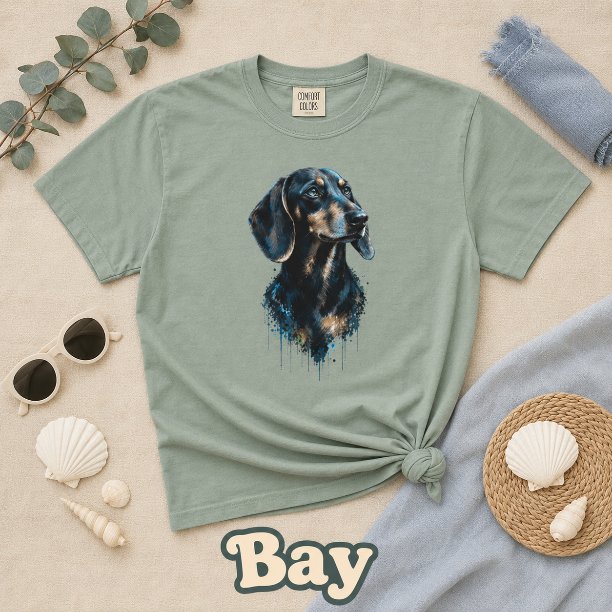Dachshund Comfort Colors Shirt, Black and Tan Wiener Dog Graphic Tee, Artistic Dog Portrait T-Shirt, Gift for Dachshund Lovers