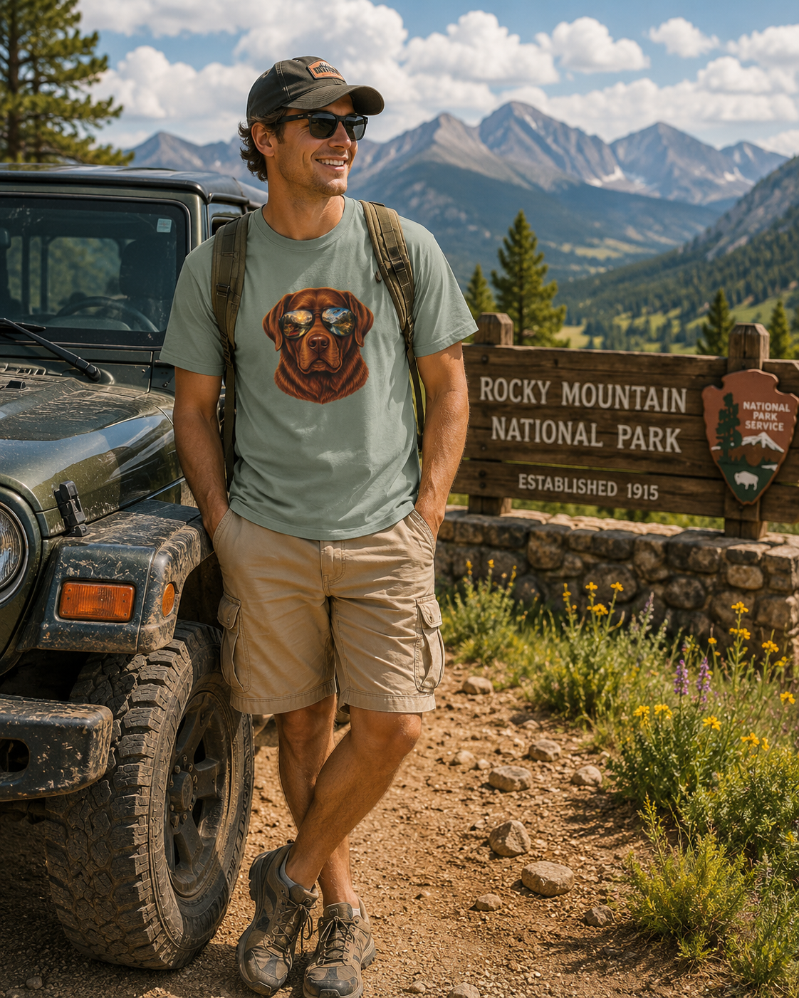Chocolate Labrador Retriever Shirt, Dog with Sunglasses Tee, Lab Lover Gift, Adventure Dog Shirt, Hiking Tee, Comfort Colors