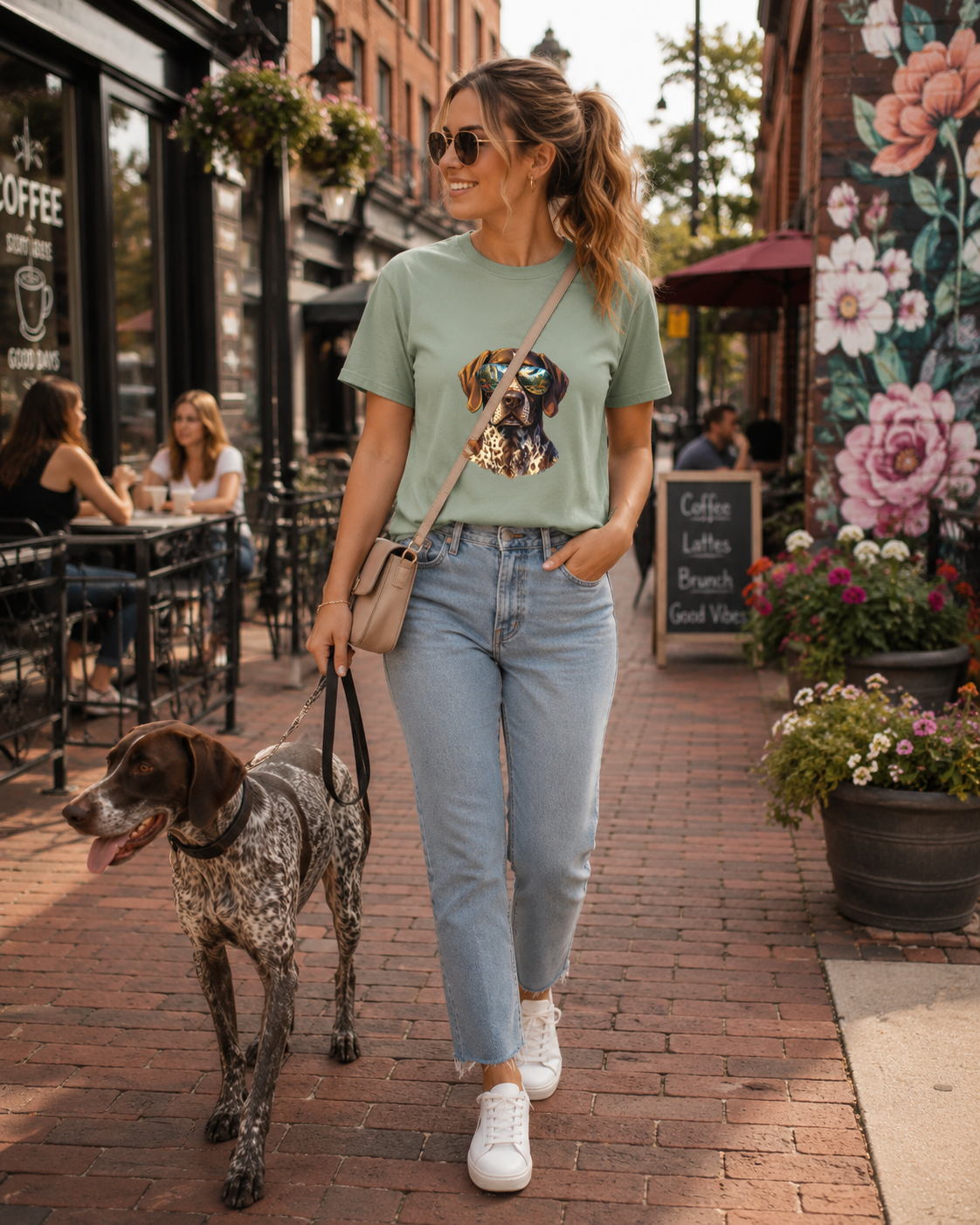 Adventure German Shorthaired Pointer Graphic T-Shirt | Scenic Aviator Dog Lover Tee | Outdoors & Hunting Dog Shirt