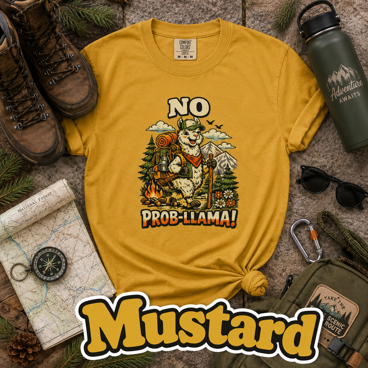 No Prob-Llama T-Shirt | Funny Hiking Llama Graphic Tee