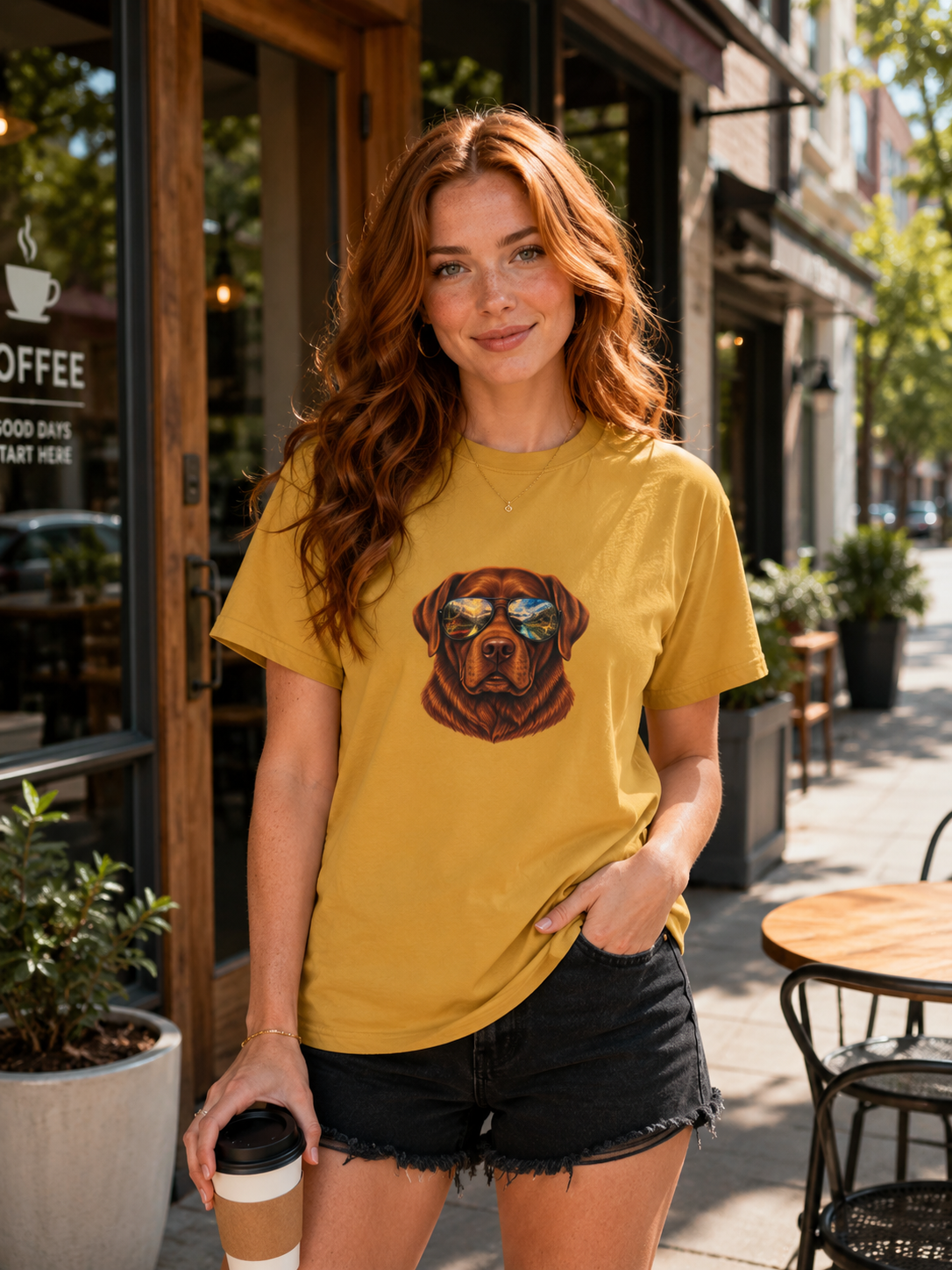 Chocolate Lab Sunglasses T-Shirt | Outdoor Dog Lover Tee