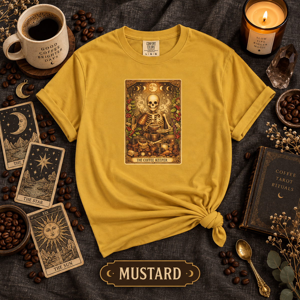 The Coffee Brewer Skeleton Tarot Card Graphic T-Shirt