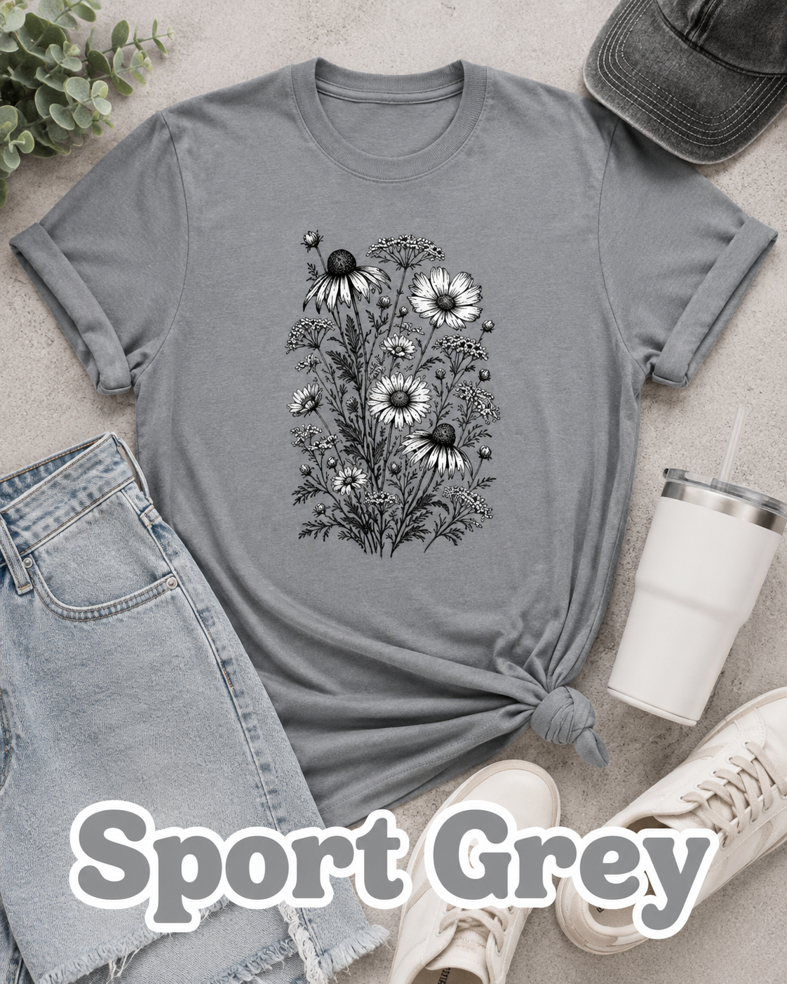 Vintage Wildflower Botanical Graphic T-Shirt