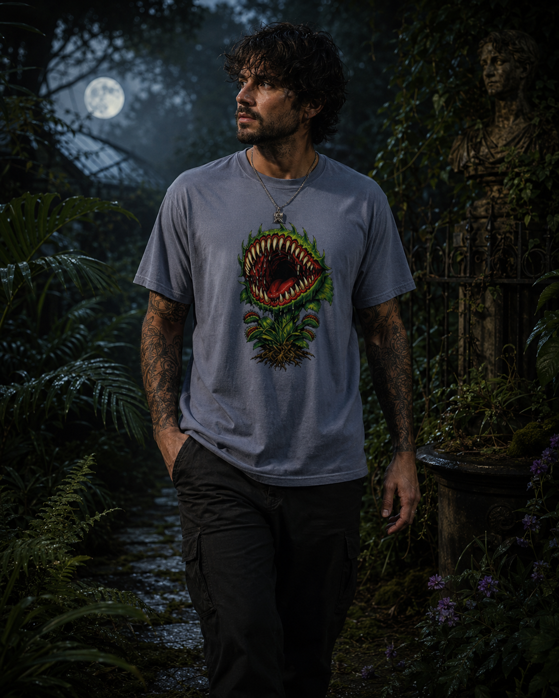 Carnivorous Venus Flytrap T-Shirt | Horror Plant Graphic Tee | Gothic Botanical Shirt | Spooky Halloween Gift for Plant Lovers