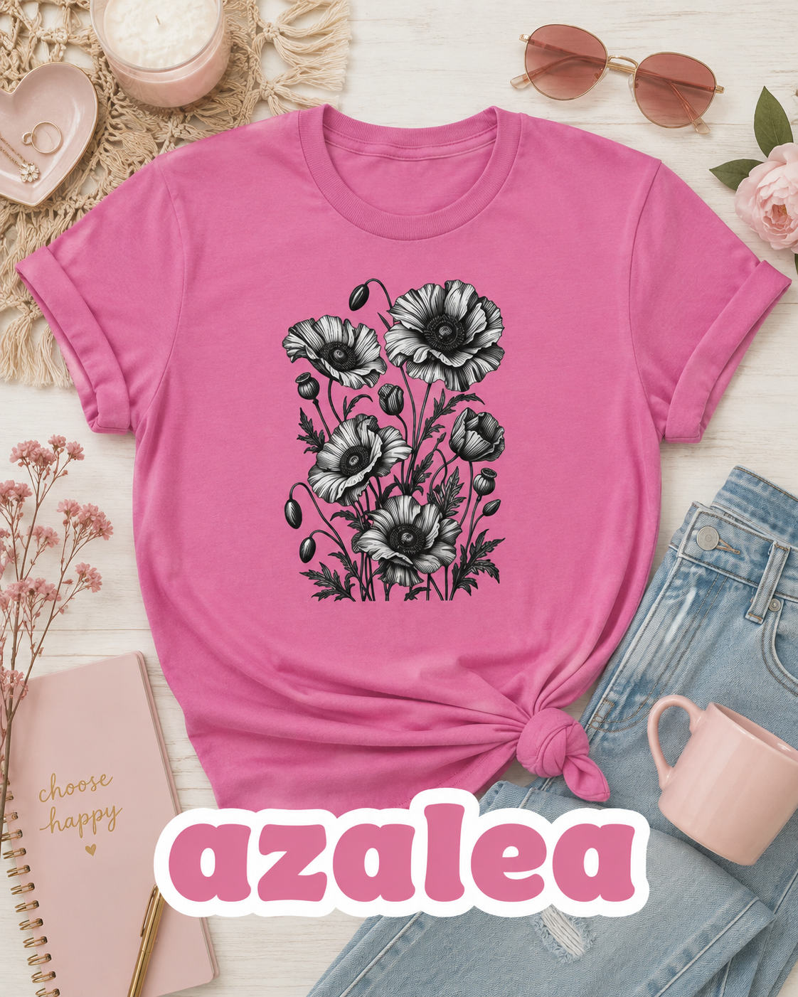 Vintage Poppy Flower T-Shirt | Botanical Floral Graphic Tee
