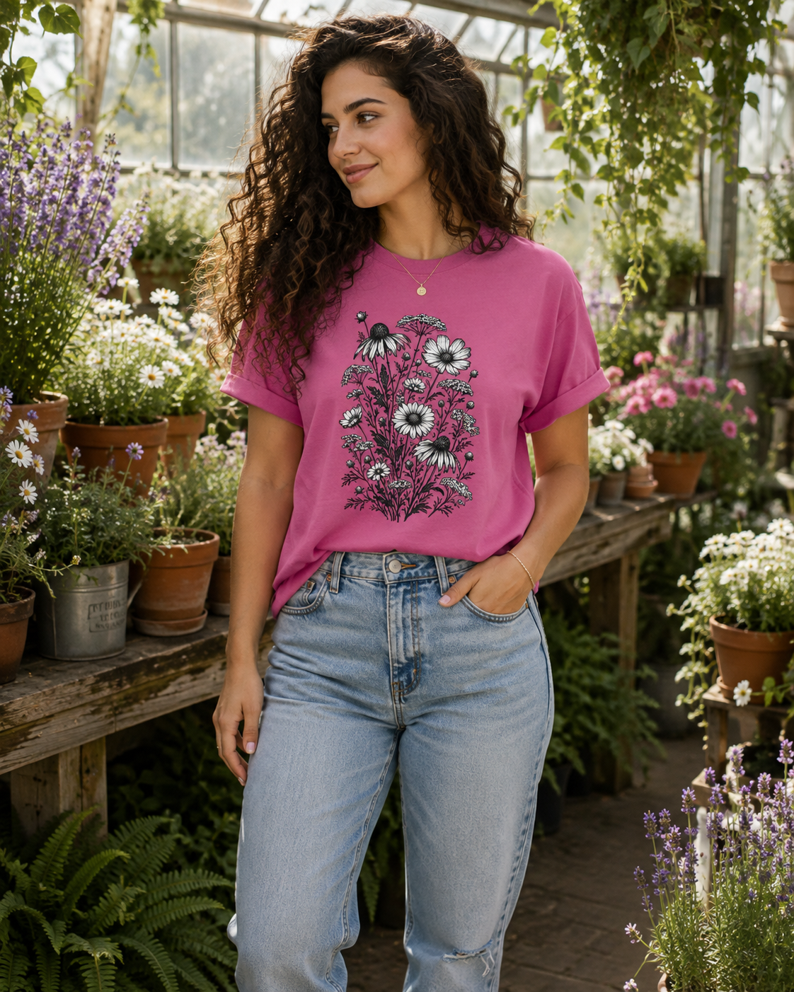Vintage Wildflower Botanical Graphic T-Shirt