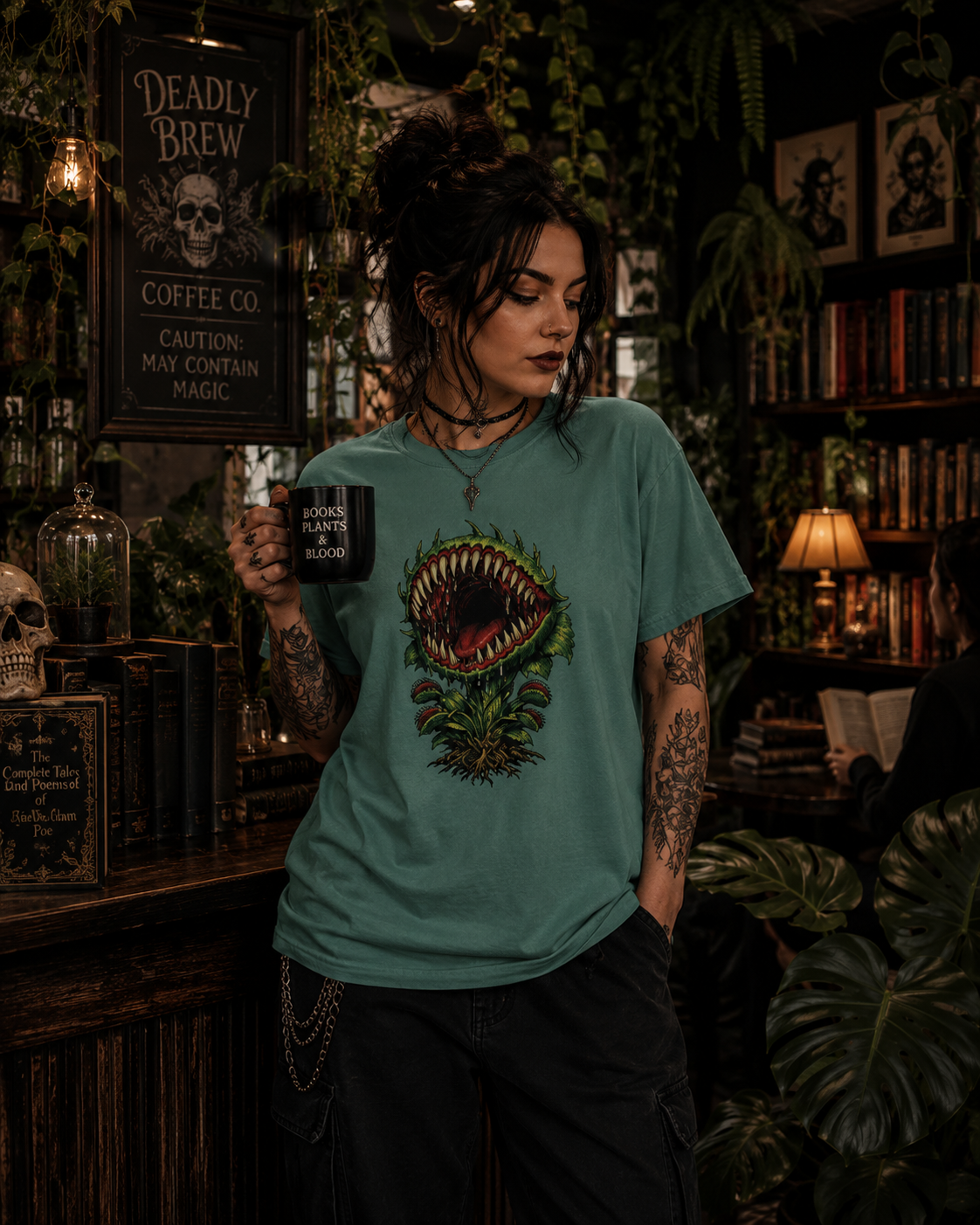 Carnivorous Venus Flytrap T-Shirt | Horror Plant Graphic Tee | Gothic Botanical Shirt | Spooky Halloween Gift for Plant Lovers