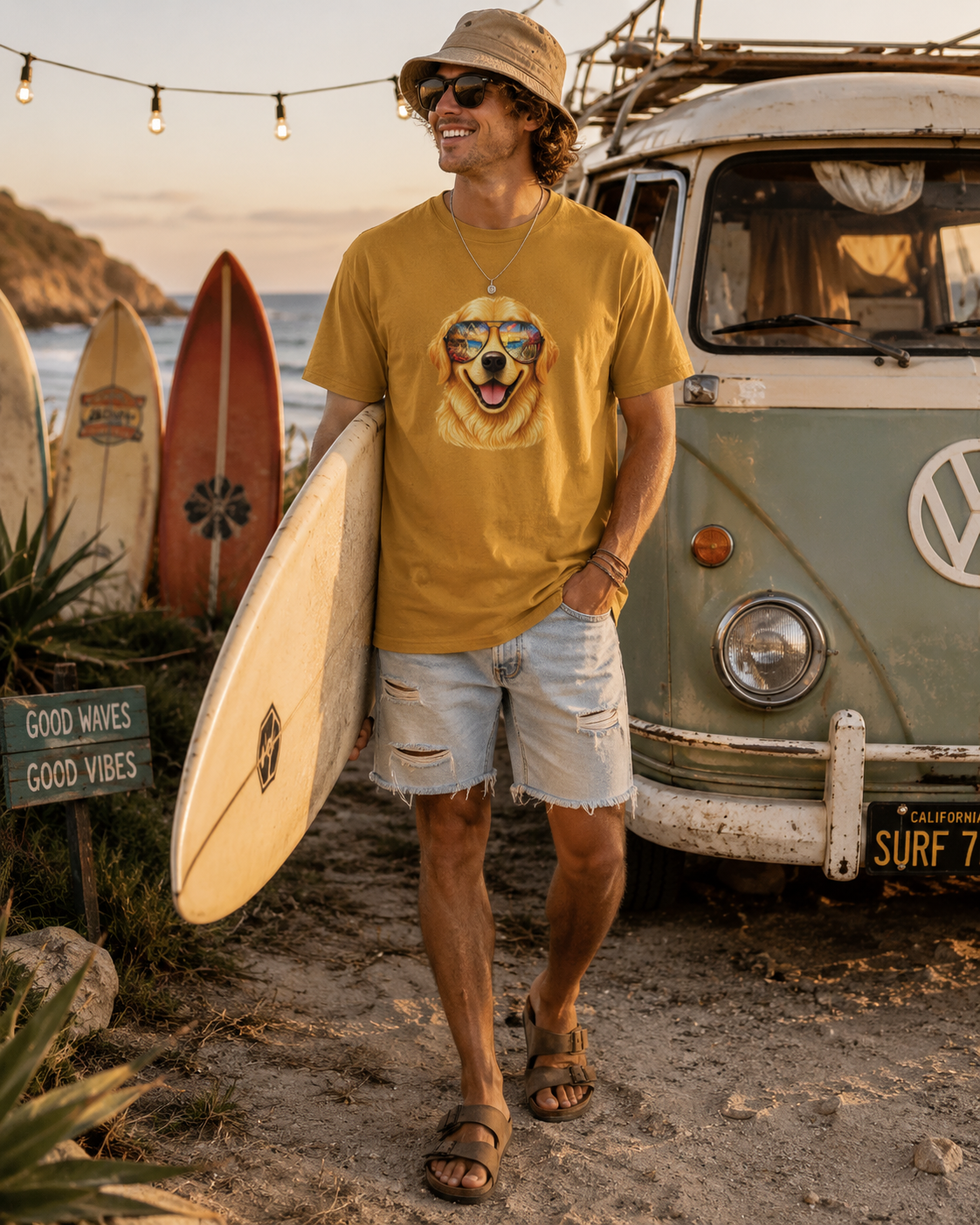 Golden Retriever Beach Shirt, Funny Dog Lover T-Shirt, Golden Retriever Sunglasses Tee, Summer Vacation Gift, Cute Pet Graphic Tee