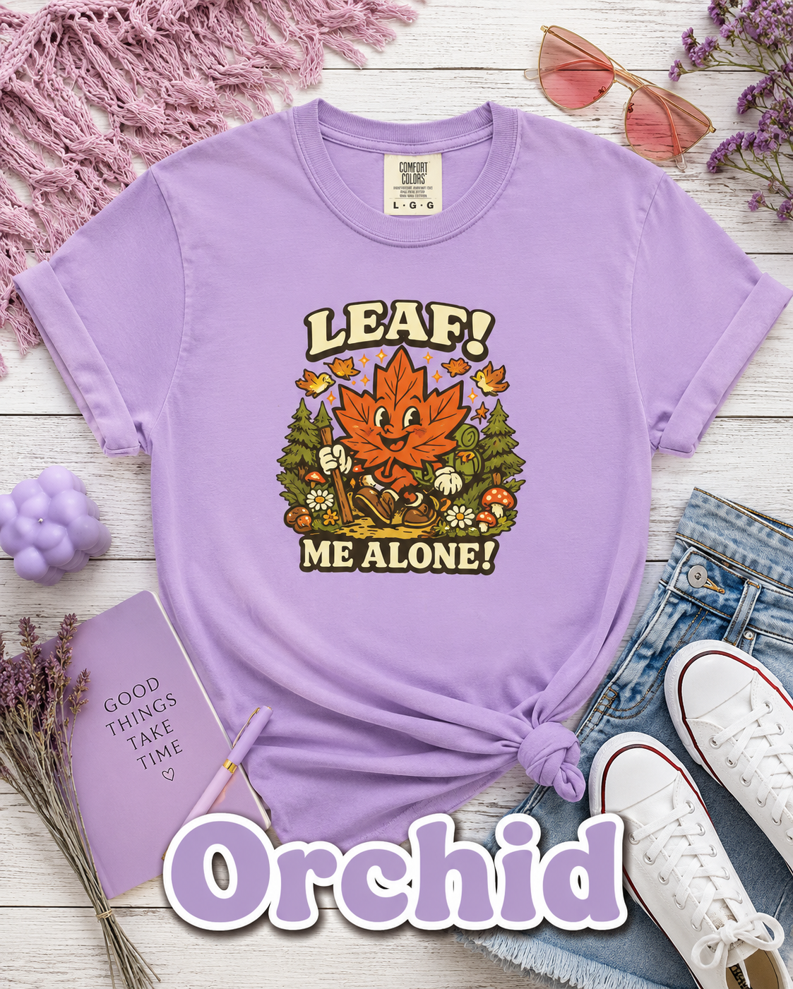 Leaf Me Alone Comfort Colors® T-Shirt | Funny Fall Maple Leaf Tee