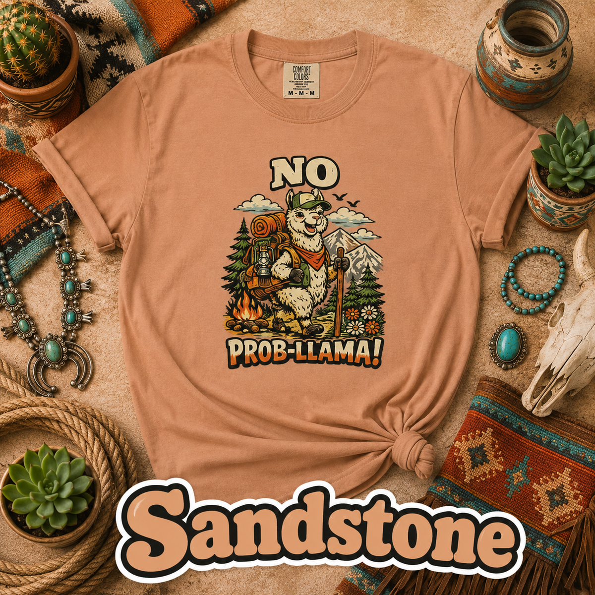No Prob-Llama T-Shirt | Funny Hiking Llama Graphic Tee