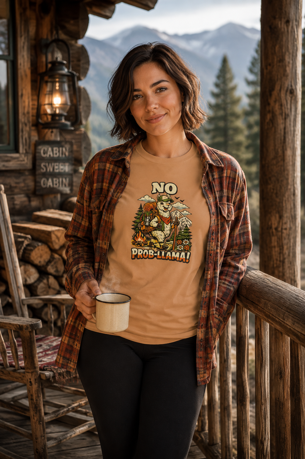 No Prob-Llama T-Shirt | Funny Hiking Llama Graphic Tee