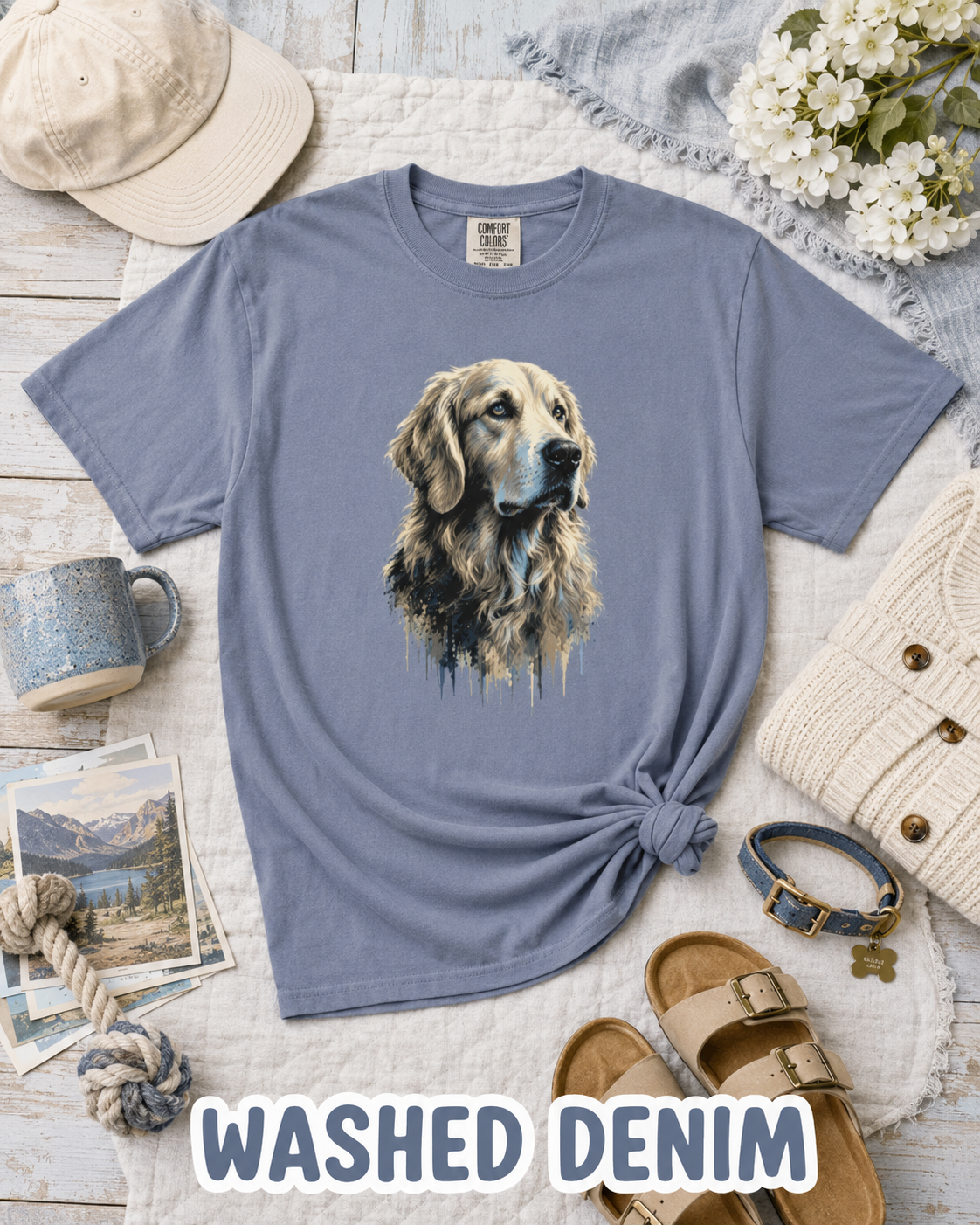 Golden Retriever Shirt, Watercolor Dog Tee, Dog Lover Gift, Golden Retriever Mom, Cute Pet Portrait Comfort Colors Tee