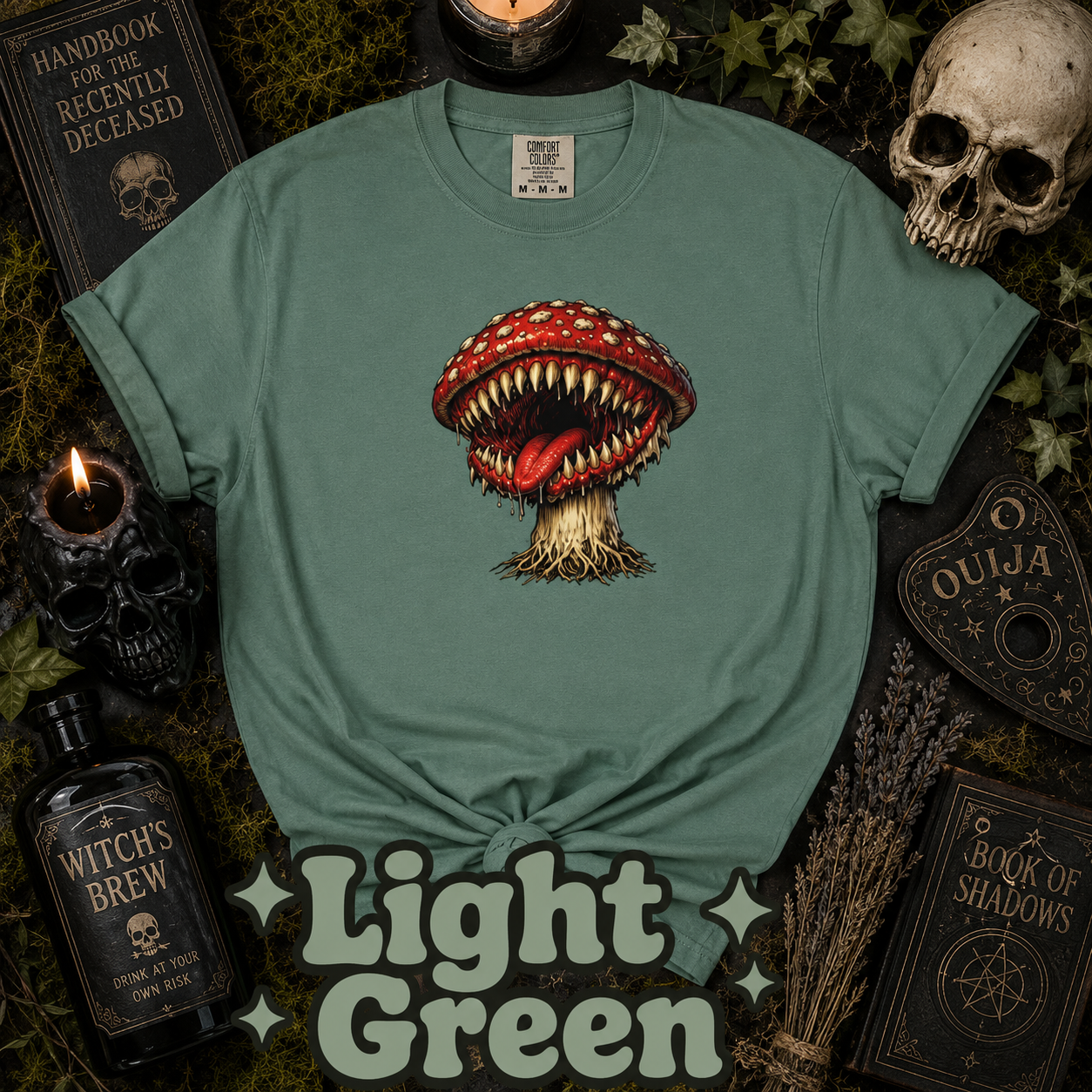 Horror Mushroom T-Shirt, Carnivorous Mushroom Graphic Tee, Gothic Nature Shirt, Creepy Forest Monster, Halloween Gift