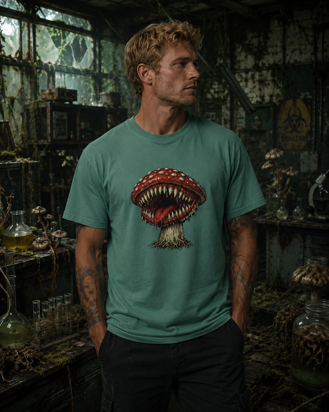 Horror Mushroom T-Shirt, Carnivorous Mushroom Graphic Tee, Gothic Nature Shirt, Creepy Forest Monster, Halloween Gift