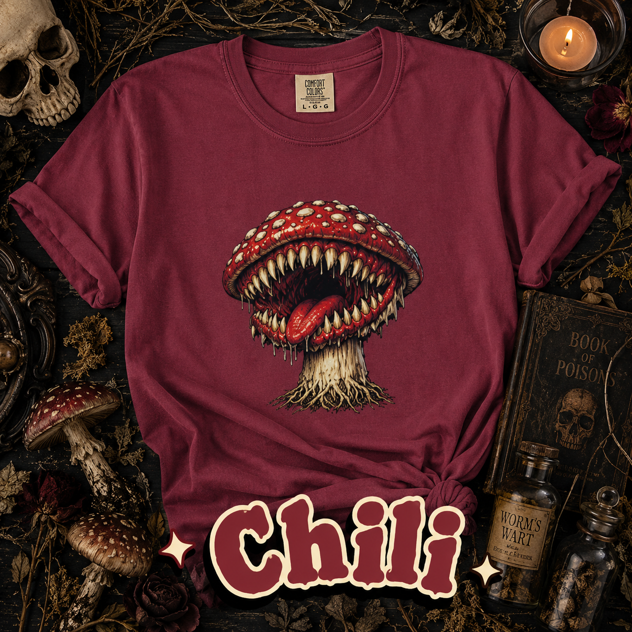 Horror Mushroom T-Shirt, Carnivorous Mushroom Graphic Tee, Gothic Nature Shirt, Creepy Forest Monster, Halloween Gift
