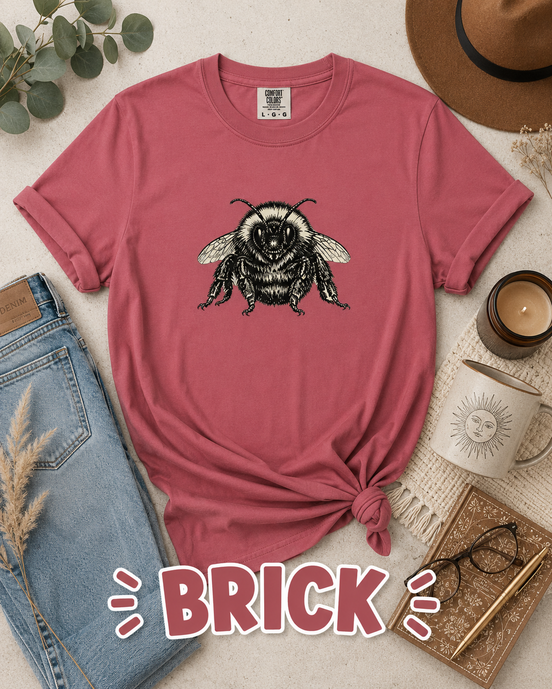 Vintage Bumble Bee Botanical Graphic T-Shirt | Nature Lover & Gardener Tee
