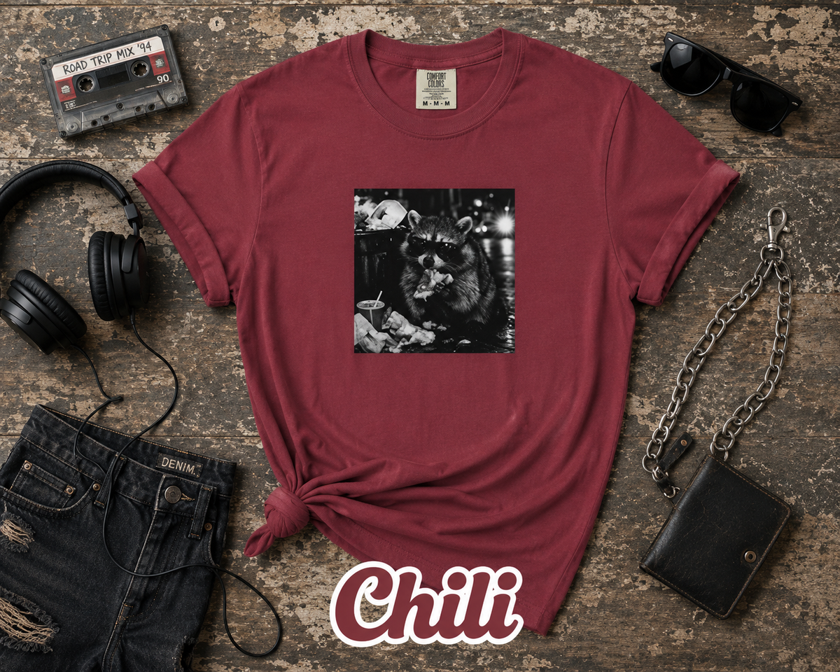 Funny Raccoon Sunglasses Pizza Graphic T-Shirt