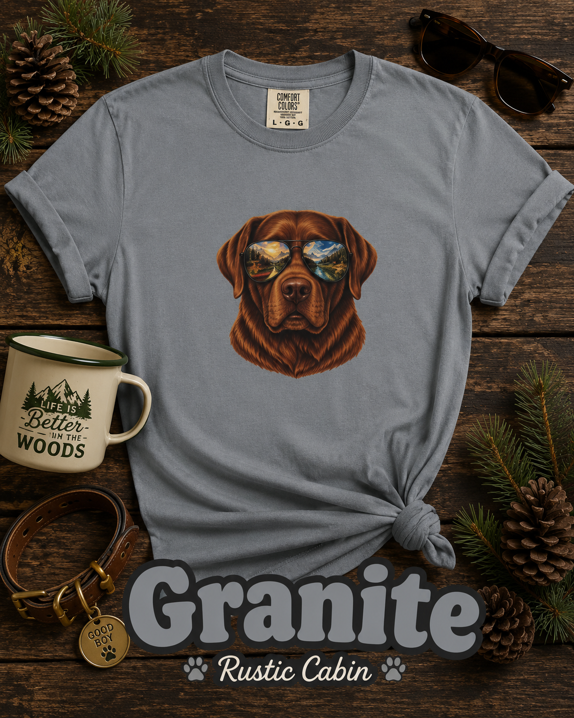 Chocolate Lab Sunglasses T-Shirt | Outdoor Dog Lover Tee