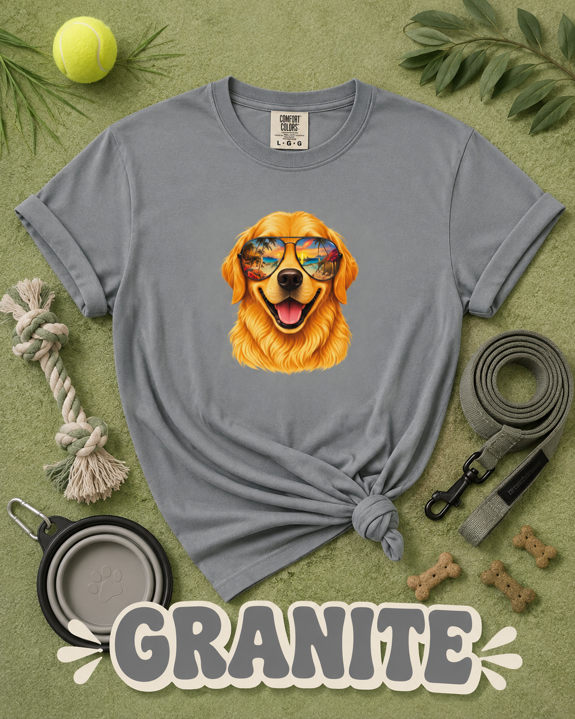 Golden Retriever Beach T-Shirt | Tropical Dog Lover Tee