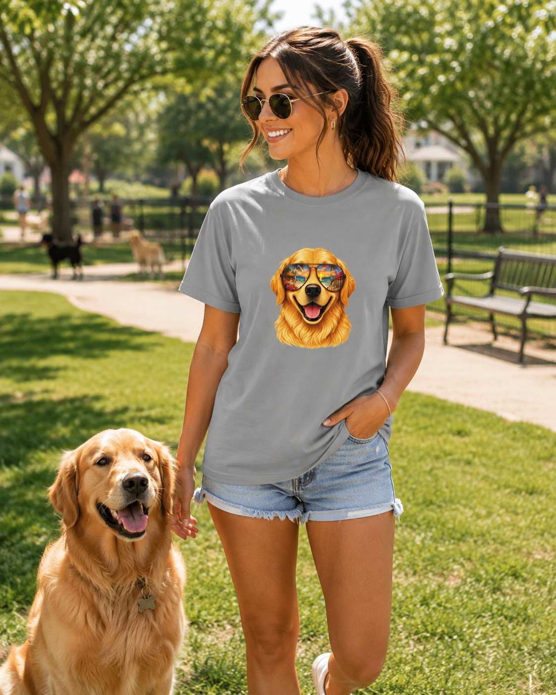 Golden Retriever Beach T-Shirt | Tropical Dog Lover Tee
