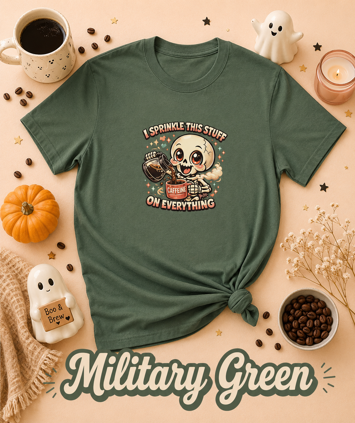 I Sprinkle This Stuff on Everything Skeleton Coffee T-Shirt