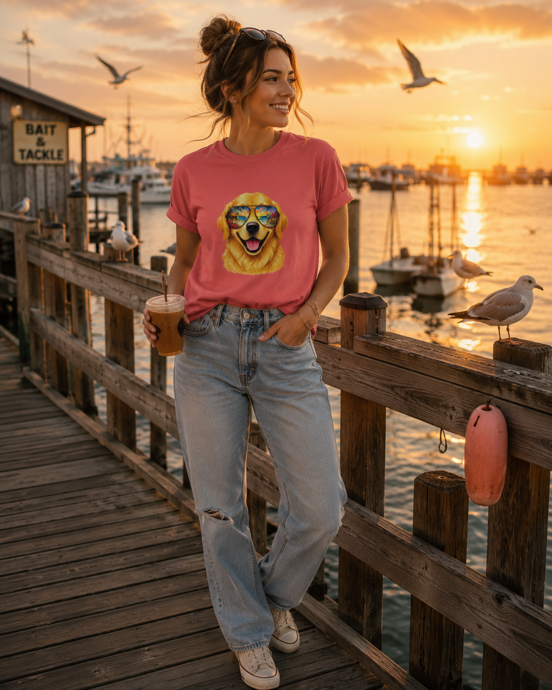 Golden Retriever Beach Shirt, Funny Dog Lover T-Shirt, Golden Retriever Sunglasses Tee, Summer Vacation Gift, Cute Pet Graphic Tee
