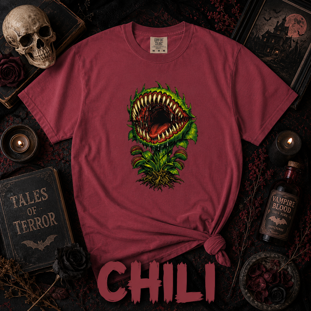 Carnivorous Venus Flytrap T-Shirt | Horror Plant Graphic Tee | Gothic Botanical Shirt | Spooky Halloween Gift for Plant Lovers