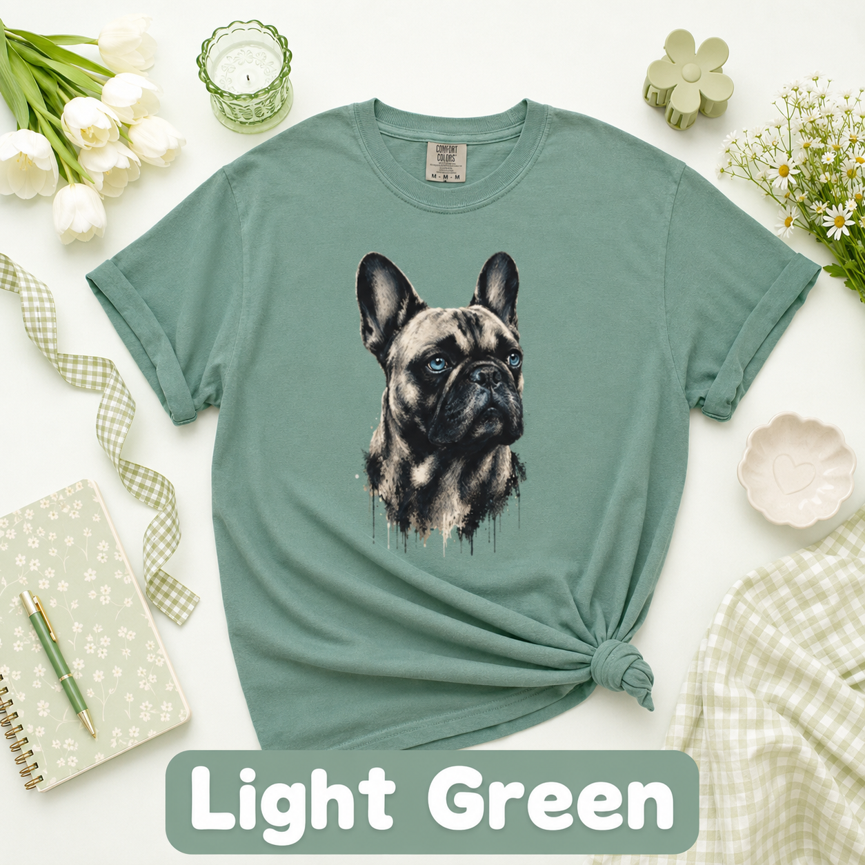 French Bulldog Portrait T-Shirt, Artistic Frenchie Graphic Tee, Dog Lover Shirt, French Bulldog Mom Dad Gift, Pet Owner T-Shirt