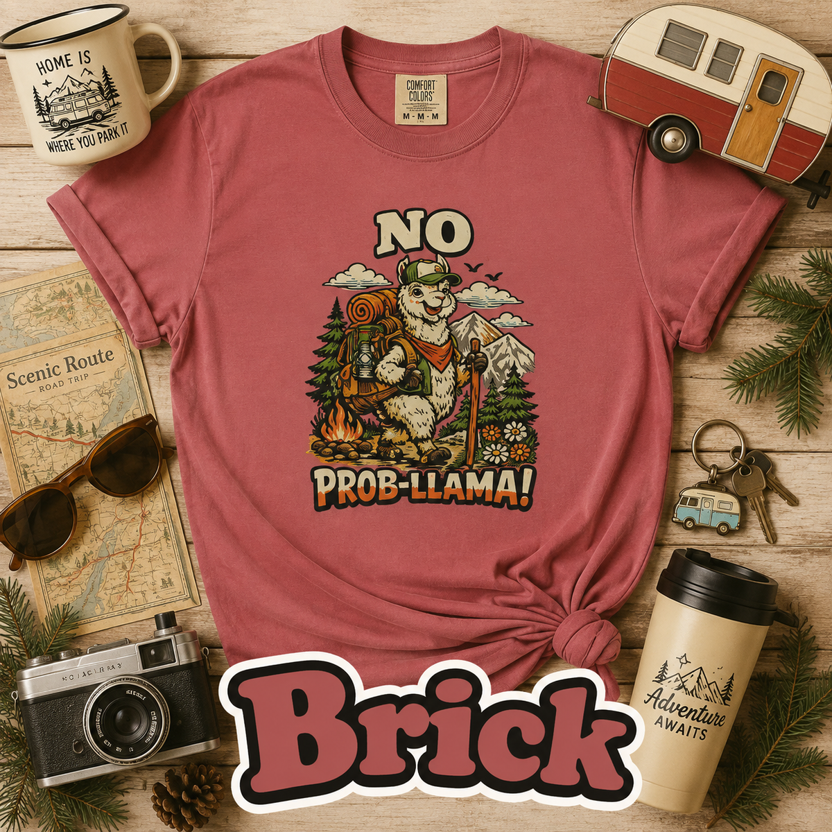 No Prob-Llama T-Shirt | Funny Hiking Llama Graphic Tee