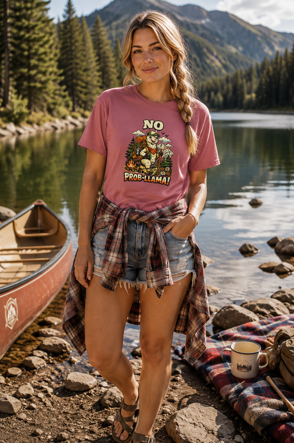 No Prob-Llama T-Shirt | Funny Hiking Llama Graphic Tee
