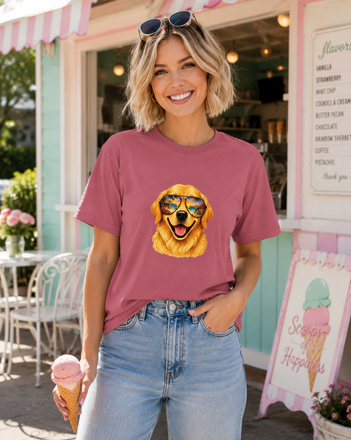 Golden Retriever Beach T-Shirt | Tropical Dog Lover Tee