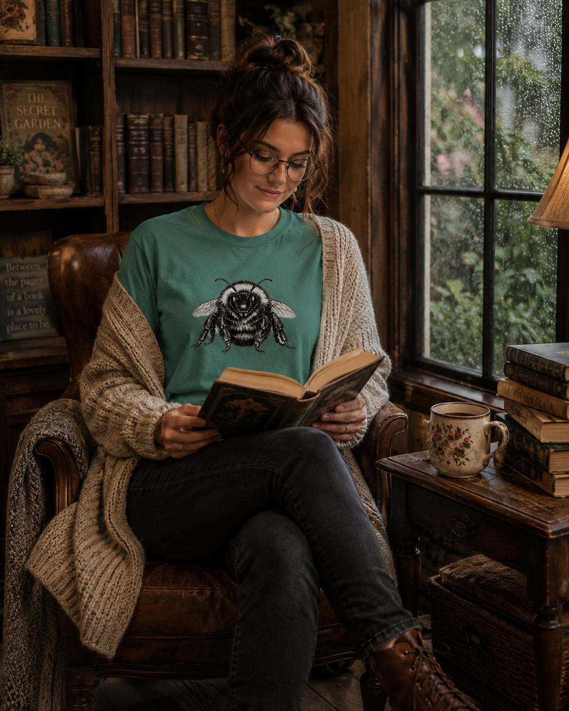 Vintage Bumble Bee Botanical Graphic T-Shirt | Nature Lover & Gardener Tee