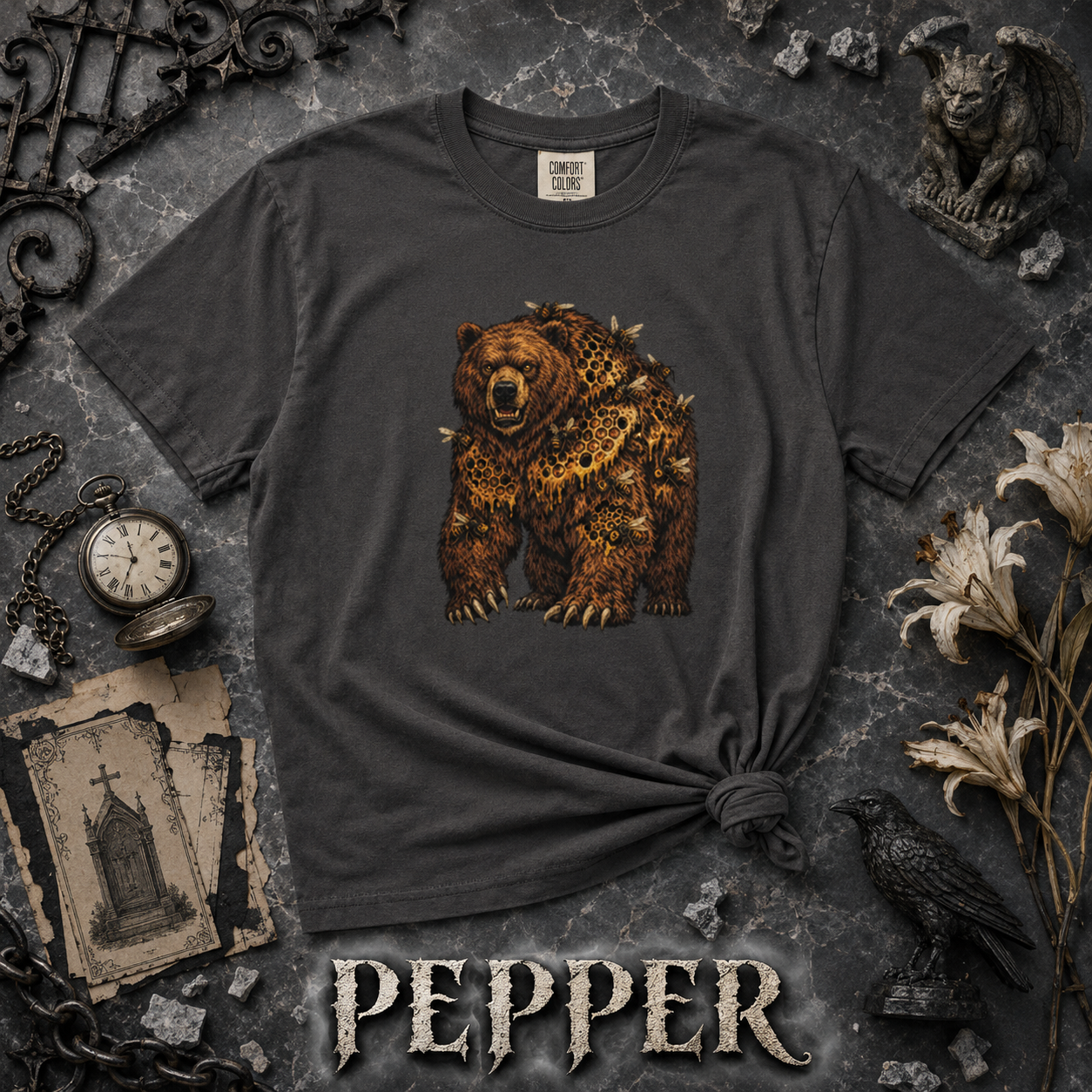 Comfort Colors Bear Shirt, Woodland Wildlife Graphic Tee, Nature Lover Gift, Rustic Hiking and Camping T-Shirt