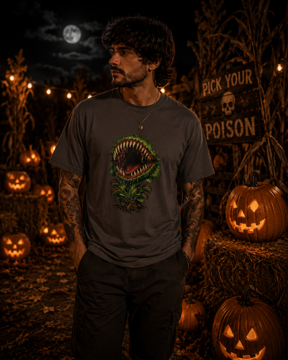 Carnivorous Venus Flytrap T-Shirt | Horror Plant Graphic Tee | Gothic Botanical Shirt | Spooky Halloween Gift for Plant Lovers