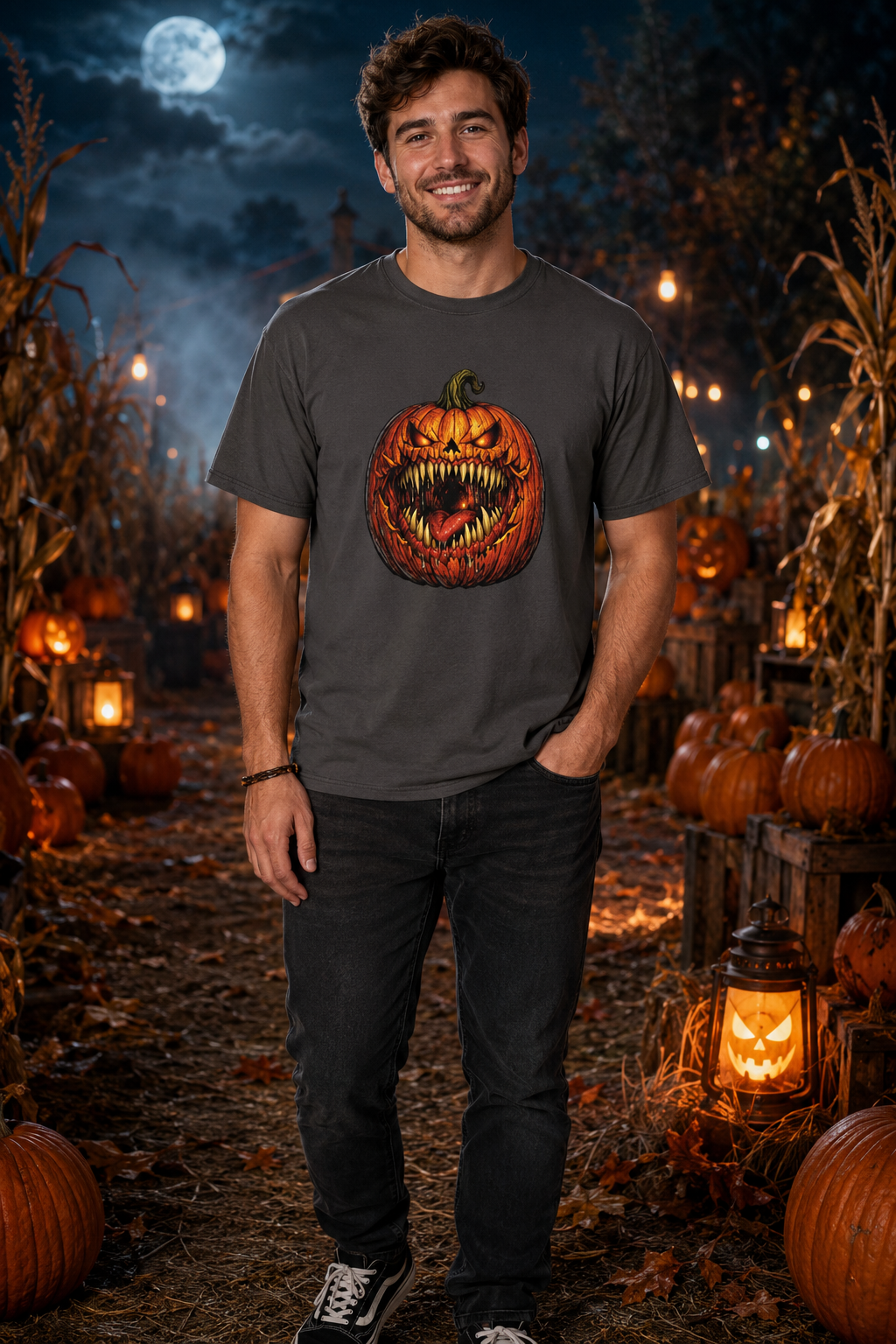 Scary Pumpkin Shirt, Evil Jack O Lantern Graphic Tee, Halloween Horror T-Shirt, Creepy Fall Shirt, Spooky Season Gift