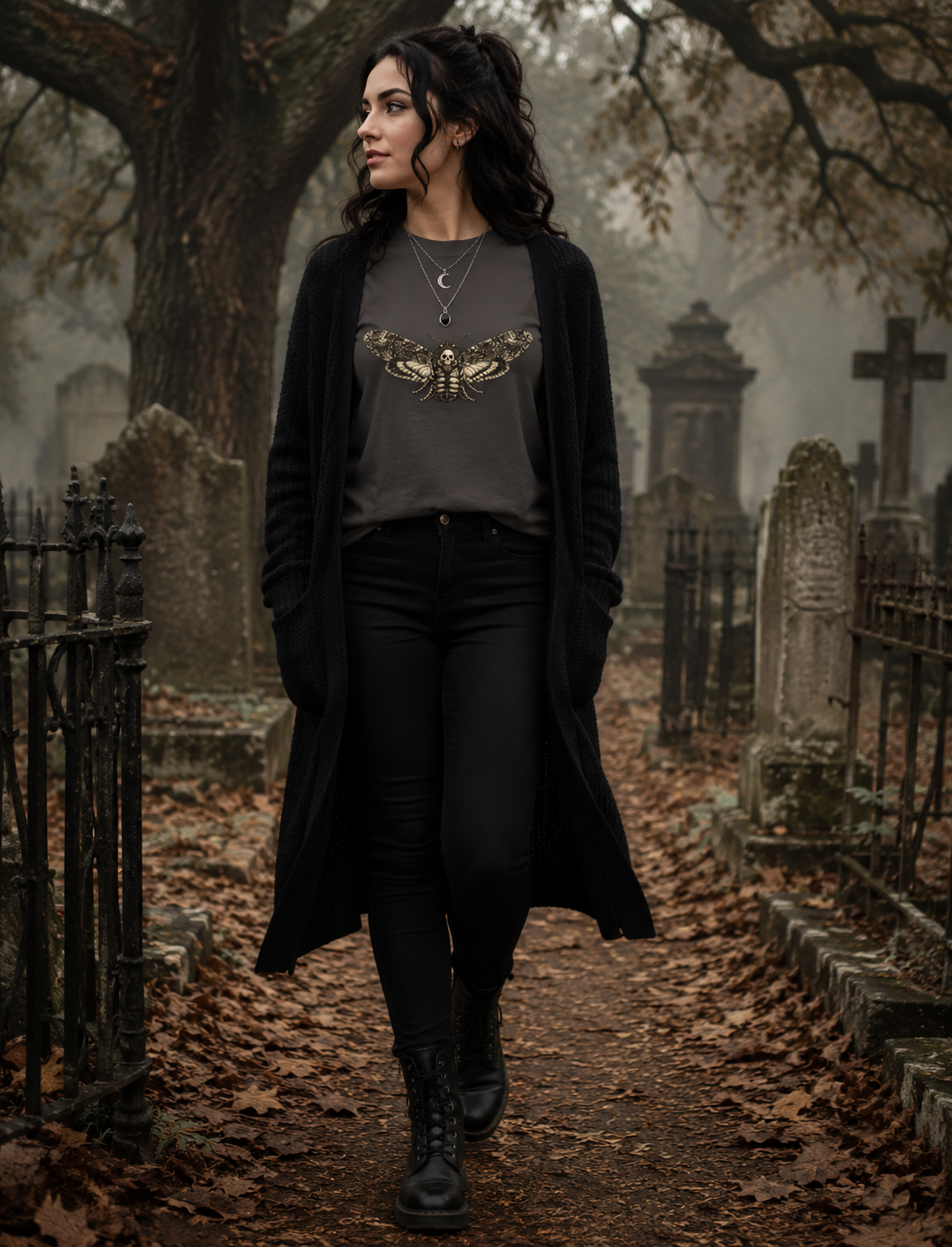 Death's-Head Hawkmoth Vintage Gothic T-Shirt | Dark Academia Nature Tee