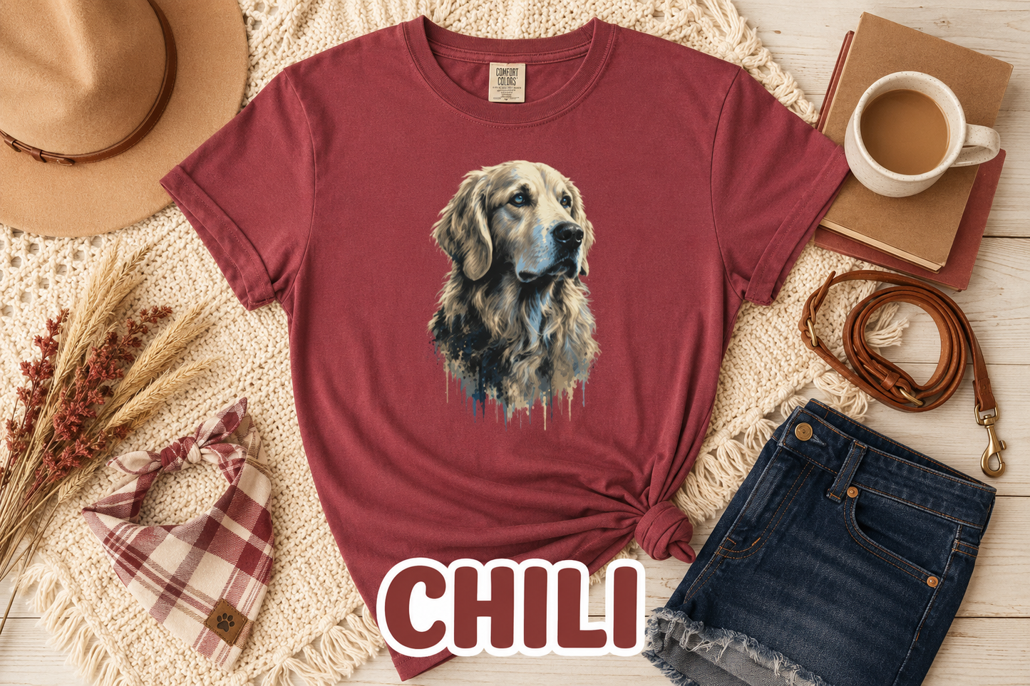 Golden Retriever Shirt, Watercolor Dog Tee, Dog Lover Gift, Golden Retriever Mom, Cute Pet Portrait Comfort Colors Tee