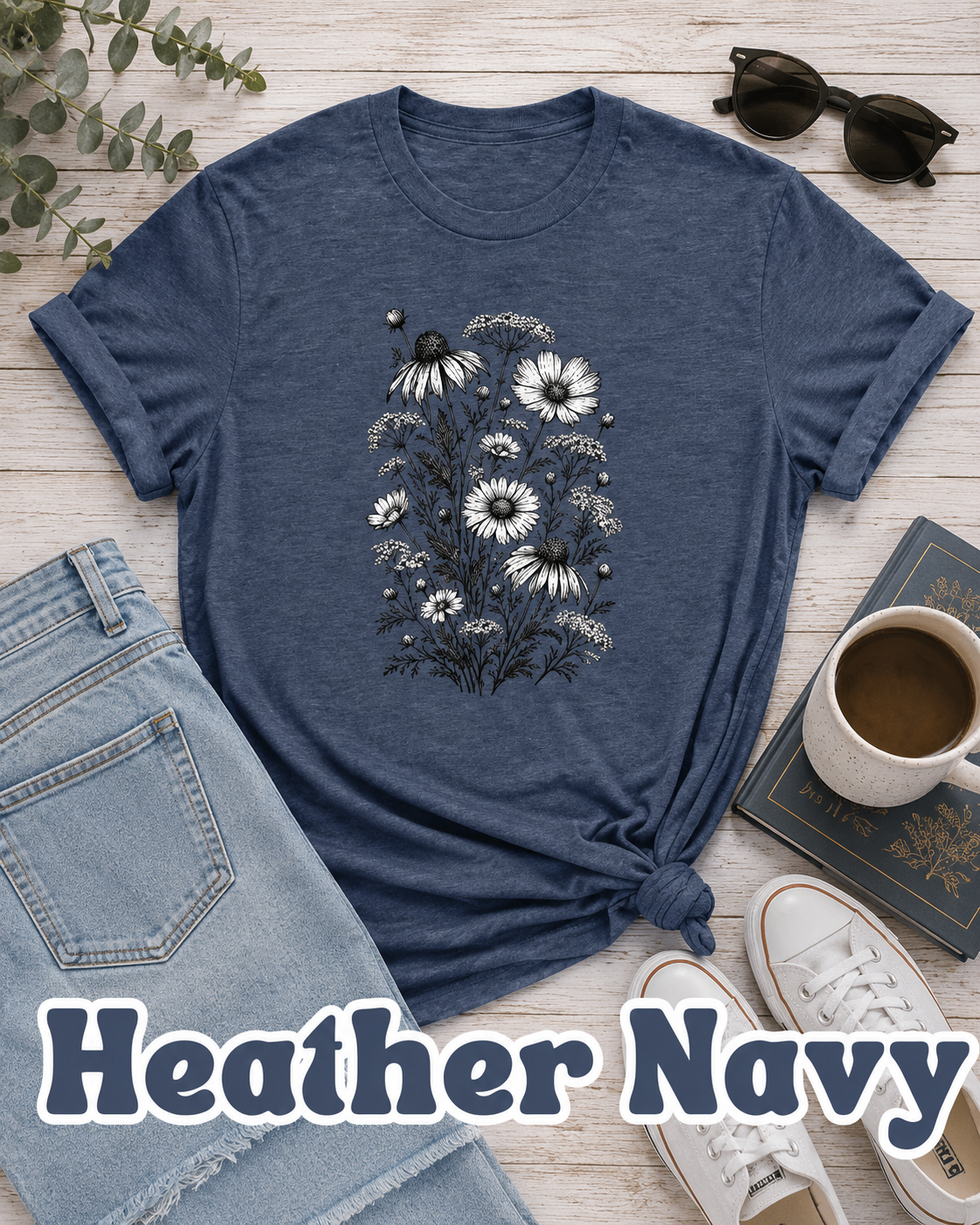 Vintage Wildflower Botanical Graphic T-Shirt