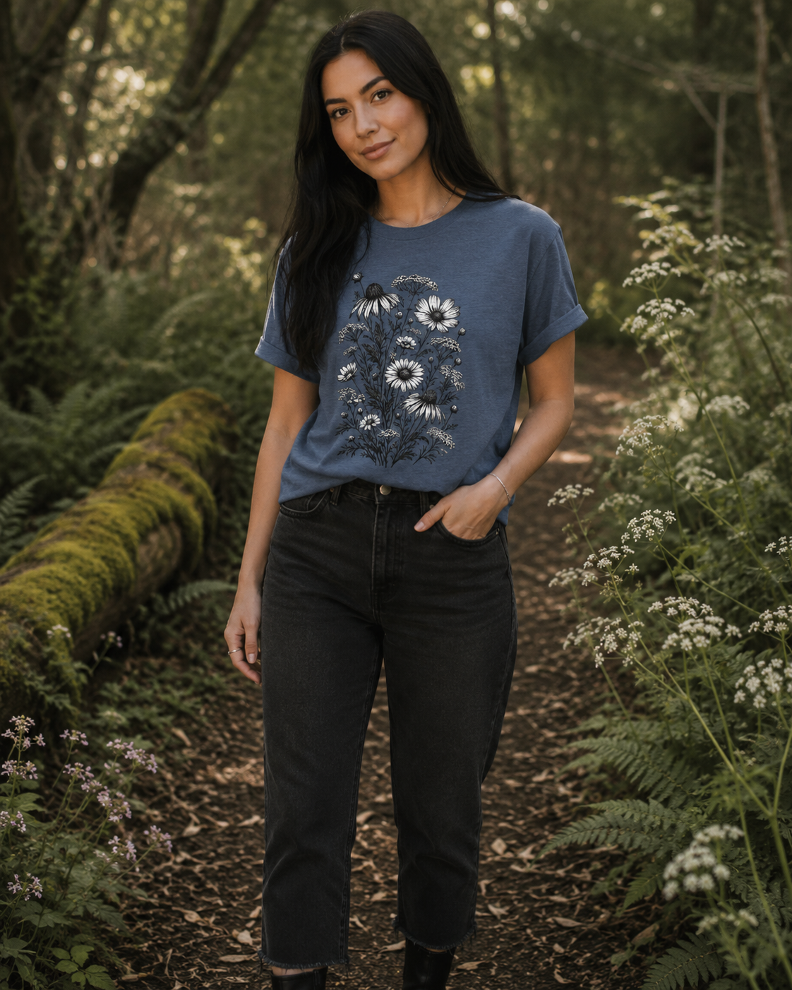 Vintage Wildflower Botanical Graphic T-Shirt