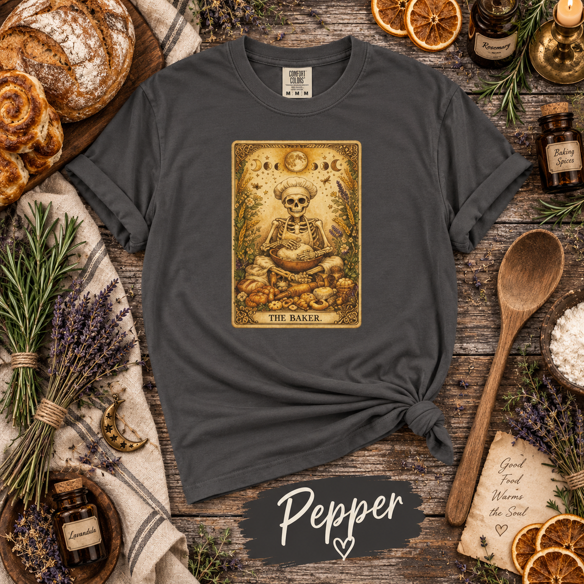The Baker Skeleton Tarot Card Graphic T-Shirt