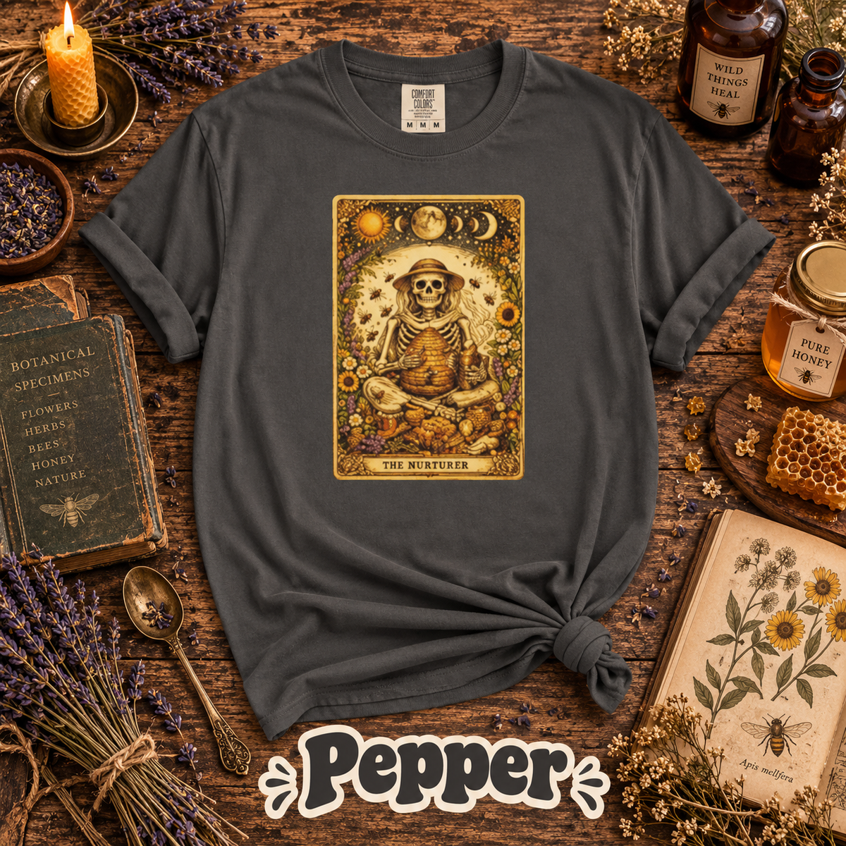 The Beekeeper Skeleton Tarot Card Graphic T-Shirt