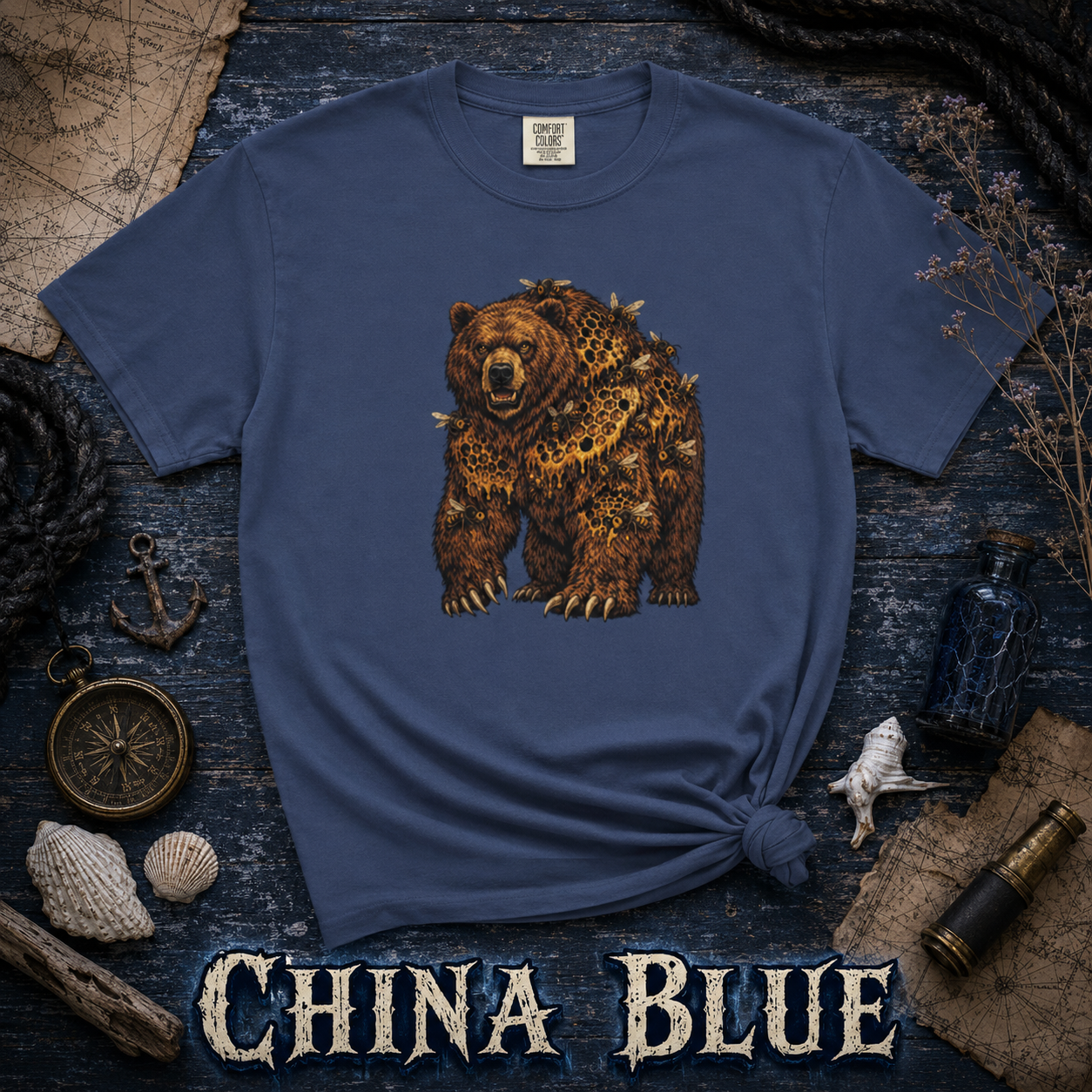 Comfort Colors Bear Shirt, Woodland Wildlife Graphic Tee, Nature Lover Gift, Rustic Hiking and Camping T-Shirt
