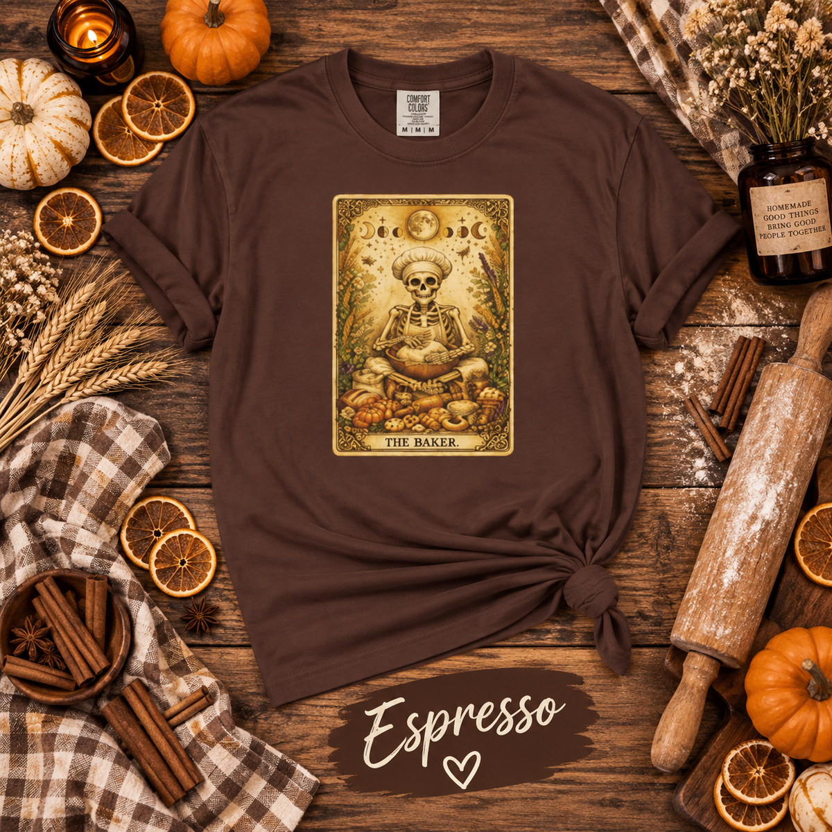 The Baker Skeleton Tarot Card Graphic T-Shirt
