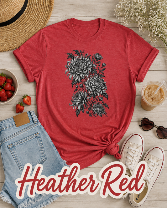 Vintage Chrysanthemum Botanical Tee | Timeless Floral Style