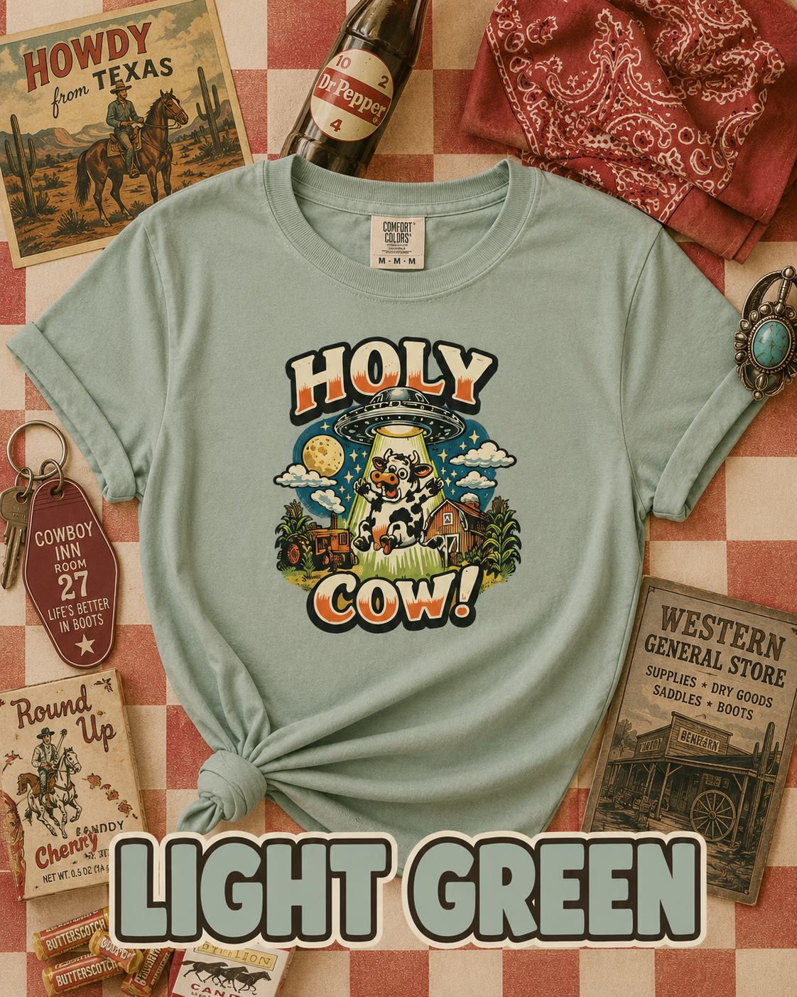 Holy Cow UFO Alien Abduction Funny Graphic T-Shirt