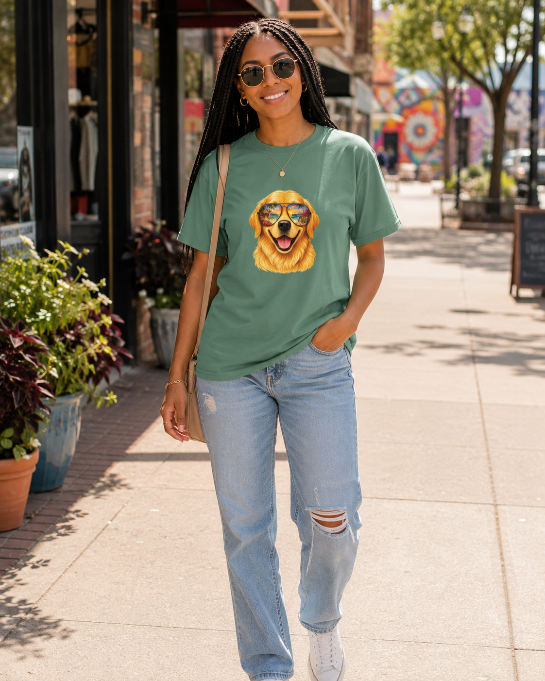 Golden Retriever Beach T-Shirt | Tropical Dog Lover Tee